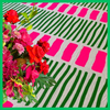 Turkish Stripe Handprinted Tablecloth - Green & Pink