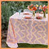 Blush & Neon Orange Spaghetti Handprinted Linen Tablecloth