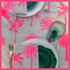 Neon Pink Palms Handprinted Linen Tablecloth