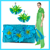 Tropicana Sequin Flower Clutch Bag - Turquoise