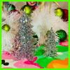 Christmas Trees, Silver Glitter Acrylic Set of 2