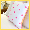 Saffron and White with Neon Pink Ikat Polka Dot Hand Printed Cushion