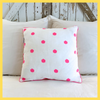 Saffron and White with Neon Pink Ikat Polka Dot Hand Printed Cushion