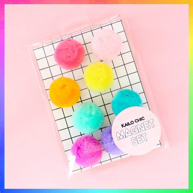 Fluffy Pom Pom Magnet Set