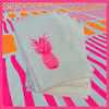 Neon Pink Pineapple Handprinted Napkins