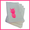 Neon Pink Pineapple Handprinted Napkins