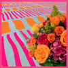 Turkish Stripe Handprinted Tablecloth - Pink & Orange
