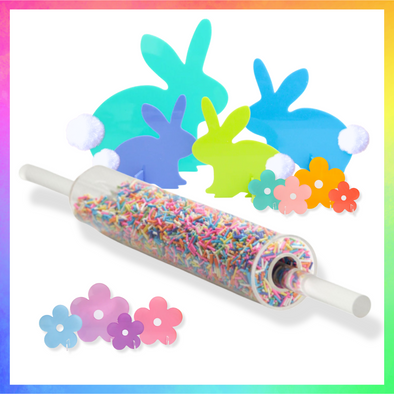 Rainbow Sprinkle Filled Clear Acrylic Rolling Pin