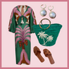 Sunsets and Palm Trees Wicker Basket - Teal