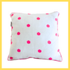 Saffron and White with Neon Pink Ikat Polka Dot Hand Printed Cushion