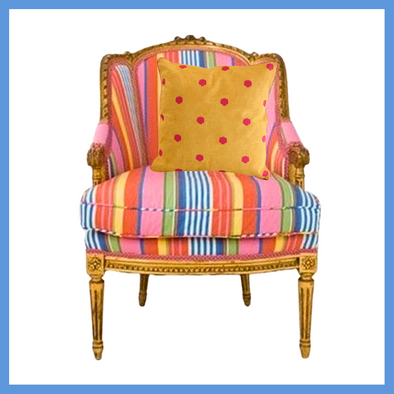 Saffron and White with Neon Pink Ikat Polka Dot Hand Printed Cushion