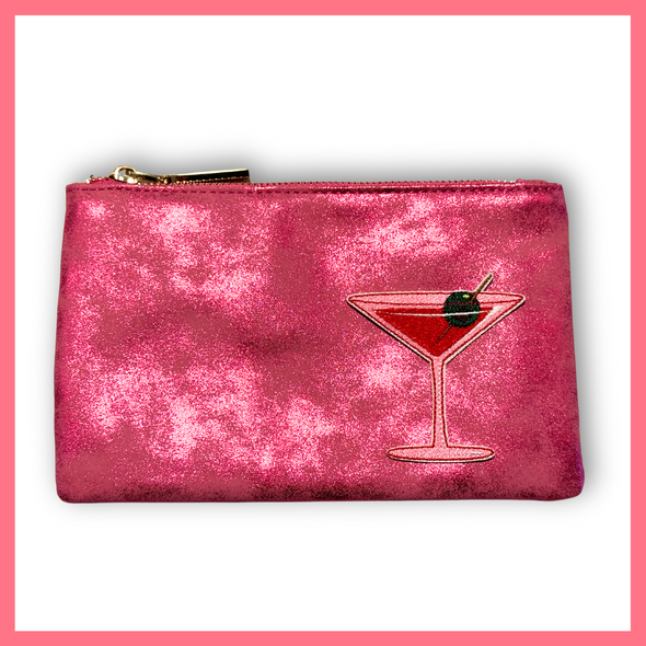 Metallic Pink Martini Clutch Bag