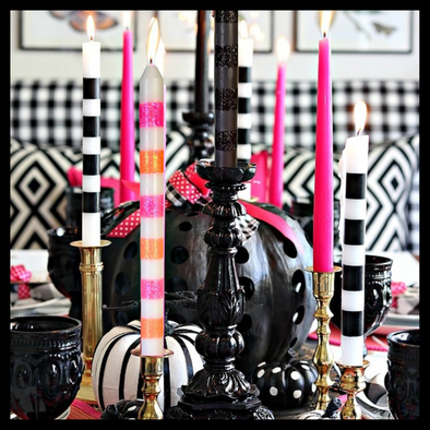 Black on Black Glitter Dinner Candle - Set of 2