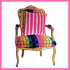 White & Neon Pink Stripe Hand Printed Linen Cushion
