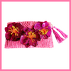 Tropicana Sequin Flower Clutch Bag - Pink