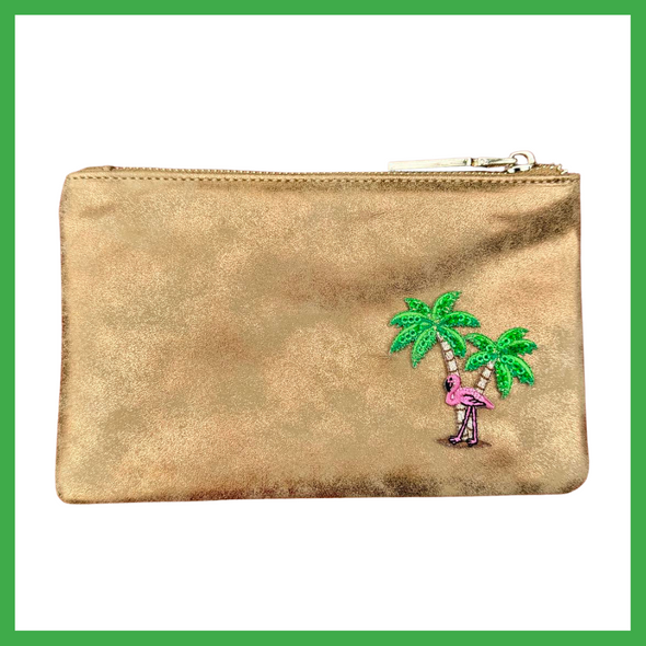 Flamingo Metallic Clutch Bag