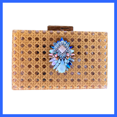 Wicker Acrylic Clutch Bag