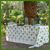 Green Palms Handprinted Linen Tablecloth 350cm