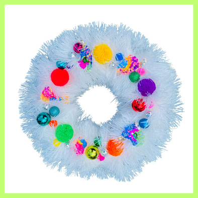 Handmade Tinsel Wreath - Bright White