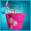 Keep Palm and Carry On Wicker Basket - Pink