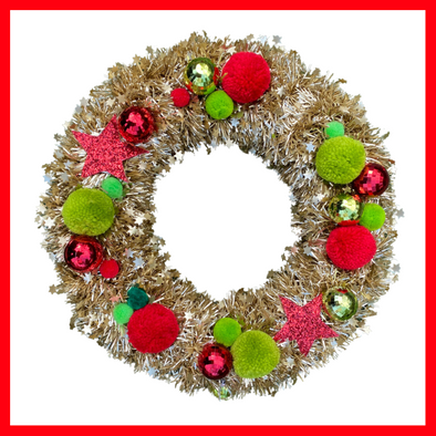 Grinchy Handmade Tinsel Wreath