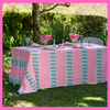 Turkish Stripe Handprinted Tablecloth - Green & Pink