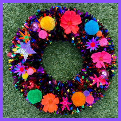 Over the Rainbow Handmade Tinsel Wreath