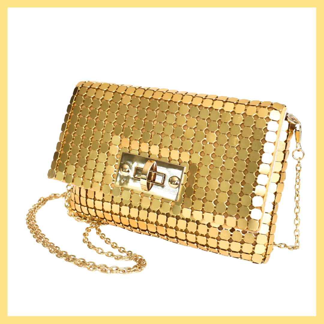 Gold studded 2025 clutch bag