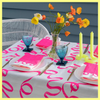 Highlighter Pink Ribbon Handprinted Tablecloth 350cm