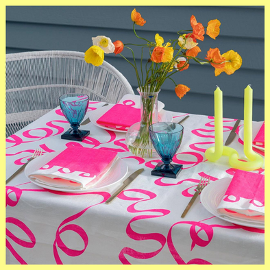 The Ribbon Tablecloth – Highlighter Pink Joy Bomb 350cm