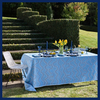 Blue & Navy Spaghetti Handprinted Linen Tablecloth