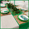 Green Block Stripe Handprinted Tablecloth 350cm