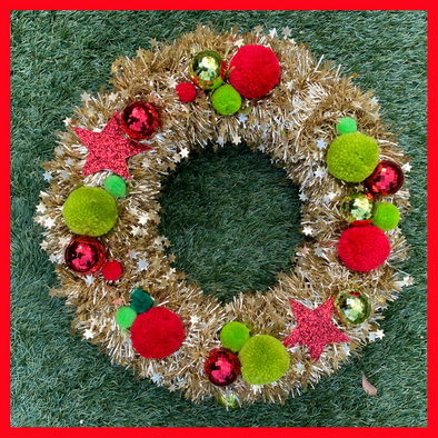 Grinchy Handmade Tinsel Wreath