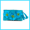 Tropicana Sequin Flower Clutch Bag - Turquoise