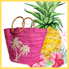 Keep Palm and Carry On Wicker Basket - Pink