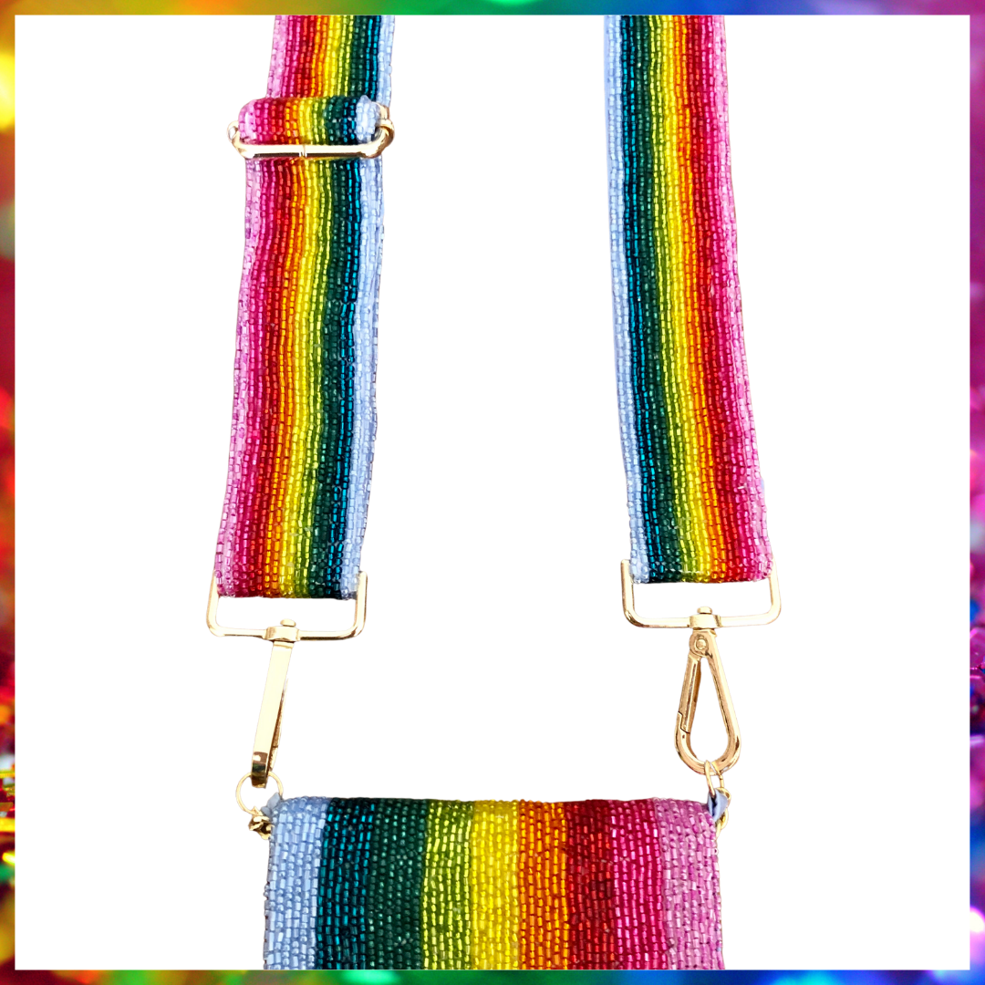 Rainbow purse strap sales