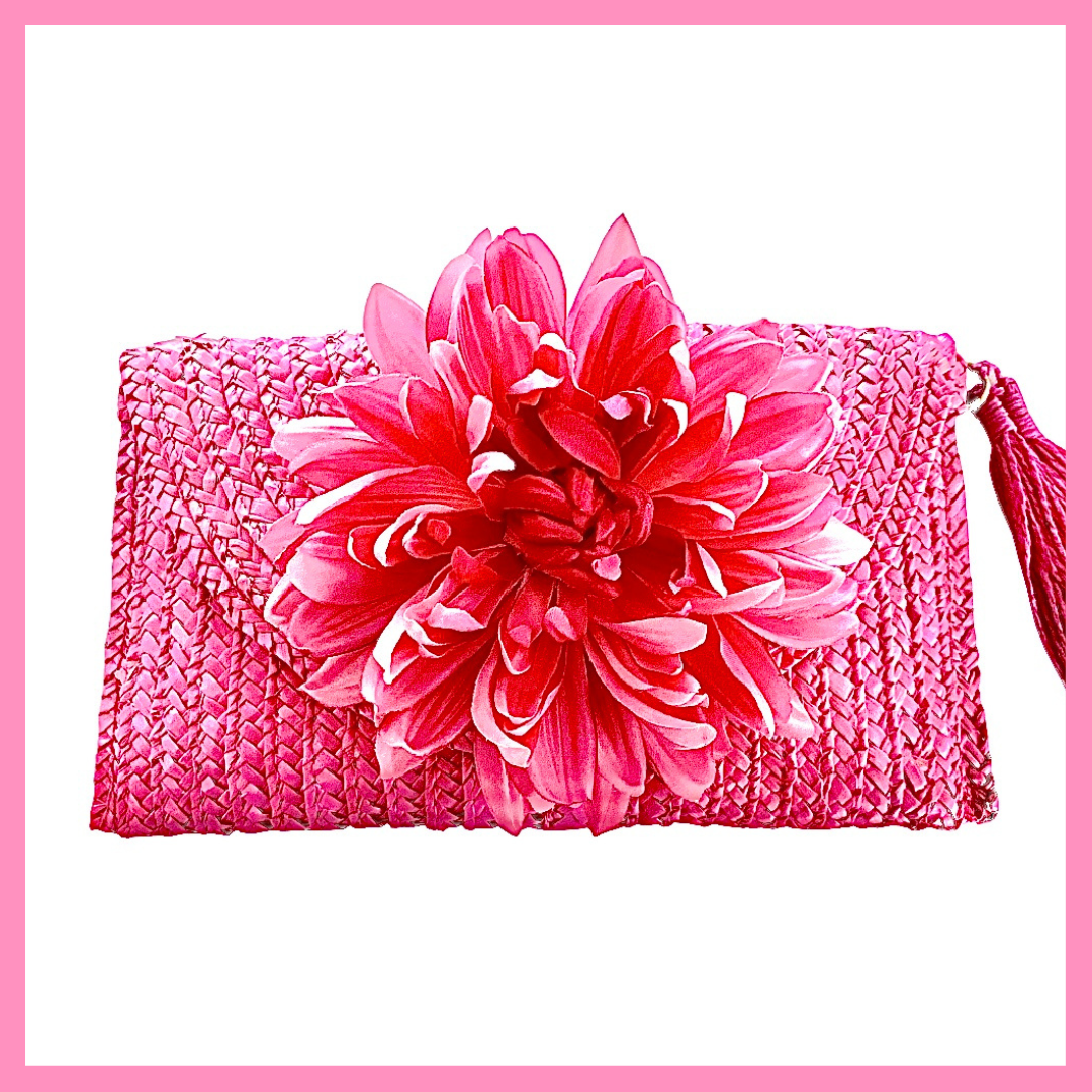 Bloomin Delightful Straw Clutch Bag Happiness Place
