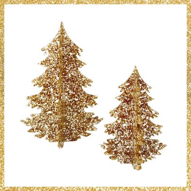 Christmas Tree, Small Gold Glitter Acrylic