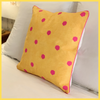 Saffron and White with Neon Pink Ikat Polka Dot Hand Printed Cushion