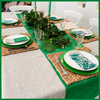 Green Block Stripe Handprinted Tablecloth